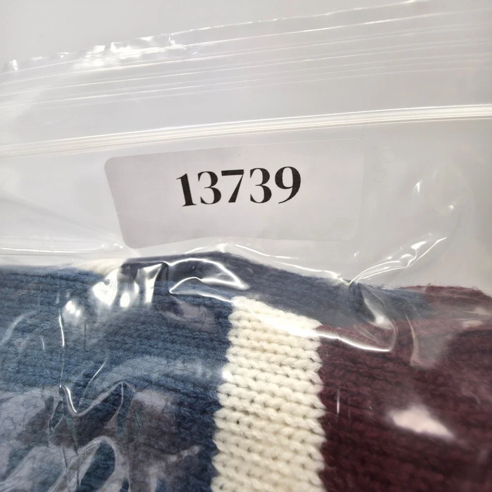 American Weekend Sweater Men 2XL Red Blue Striped Cable Knit Oversized Retro VTG